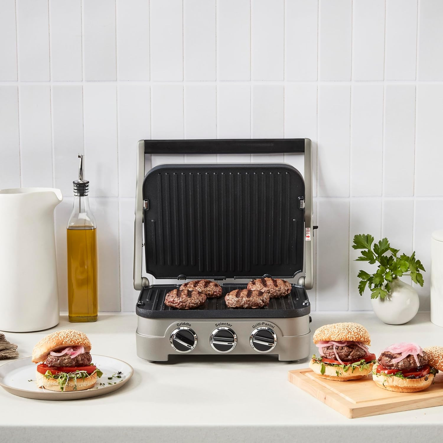 5-IN-1 Stainless Steel Griddler, Panini Press, Sandwich Maker & More, GR-4NNAS