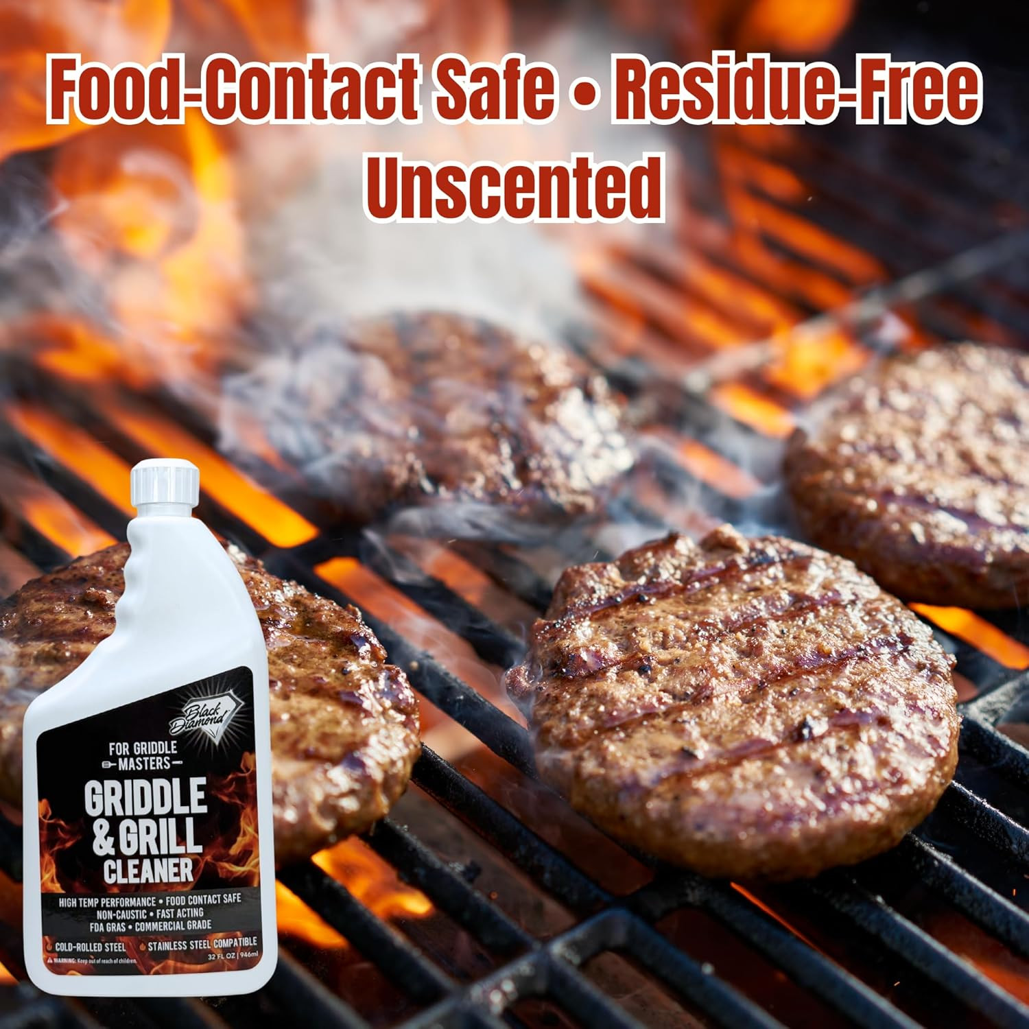 Griddle & Grill Cleaner – Flat Top Griddle Cleaner, Non-Caustic, Food-Contact Sa