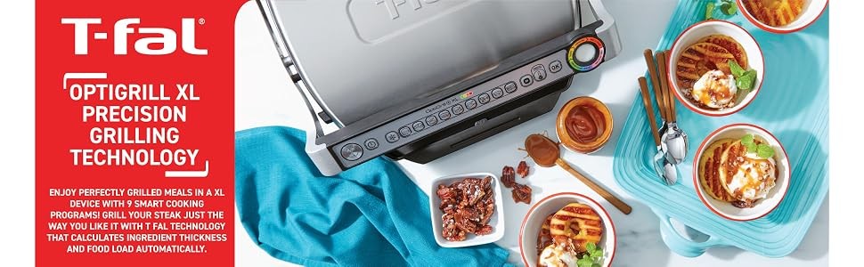 OptiGrill Stainless Steel XL Electric Grill, 6 Servings, 9 Intelligent Automatic