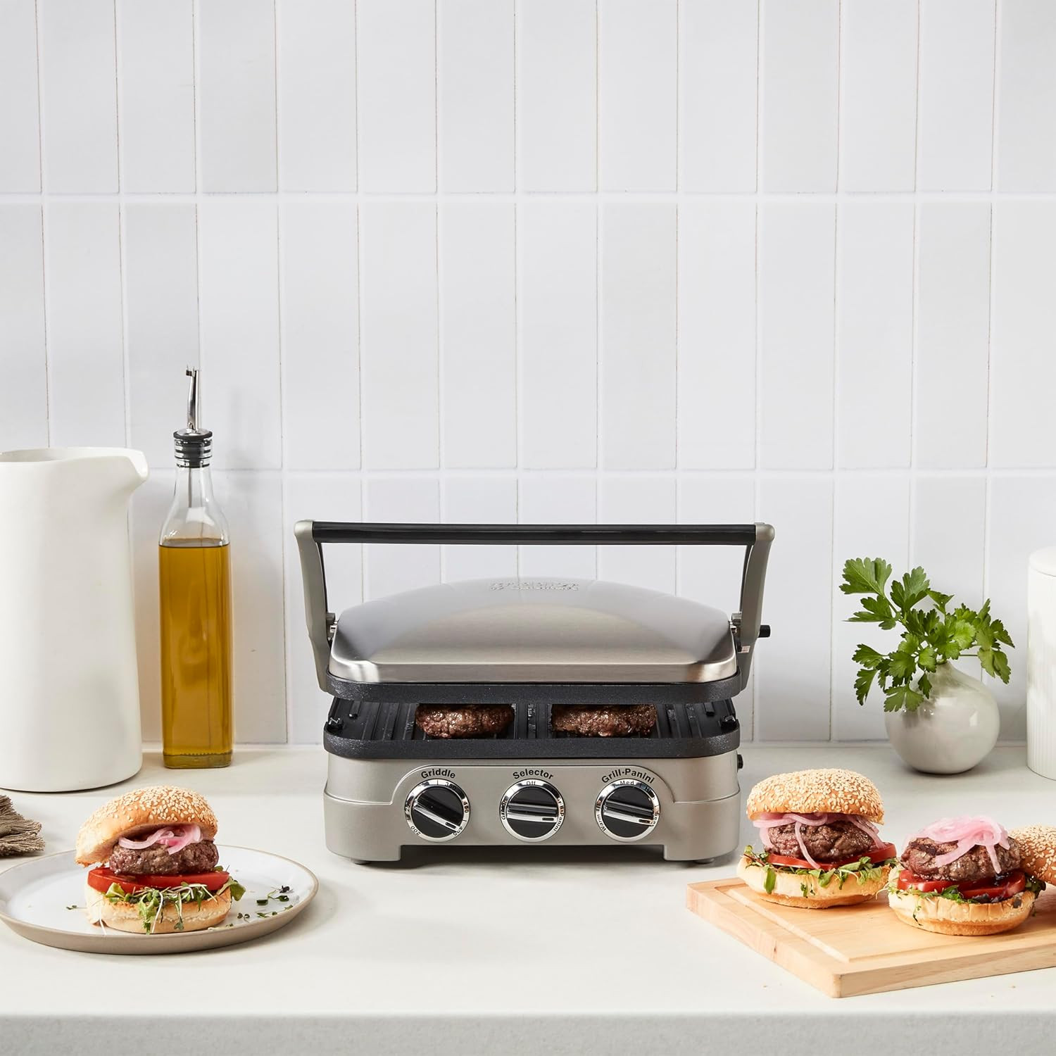 5-IN-1 Stainless Steel Griddler, Panini Press, Sandwich Maker & More, GR-4NNAS