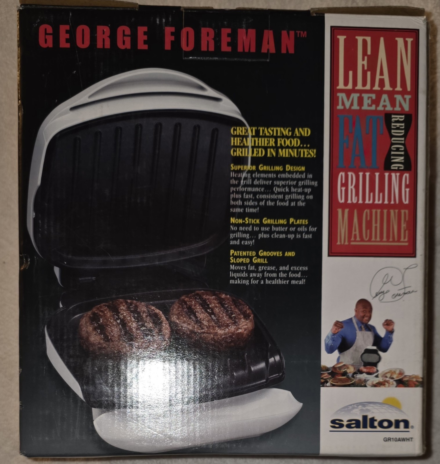 NEW In Box George Foreman Lean Mean Fat Reducing Grilling Machine GR10AWHT White
