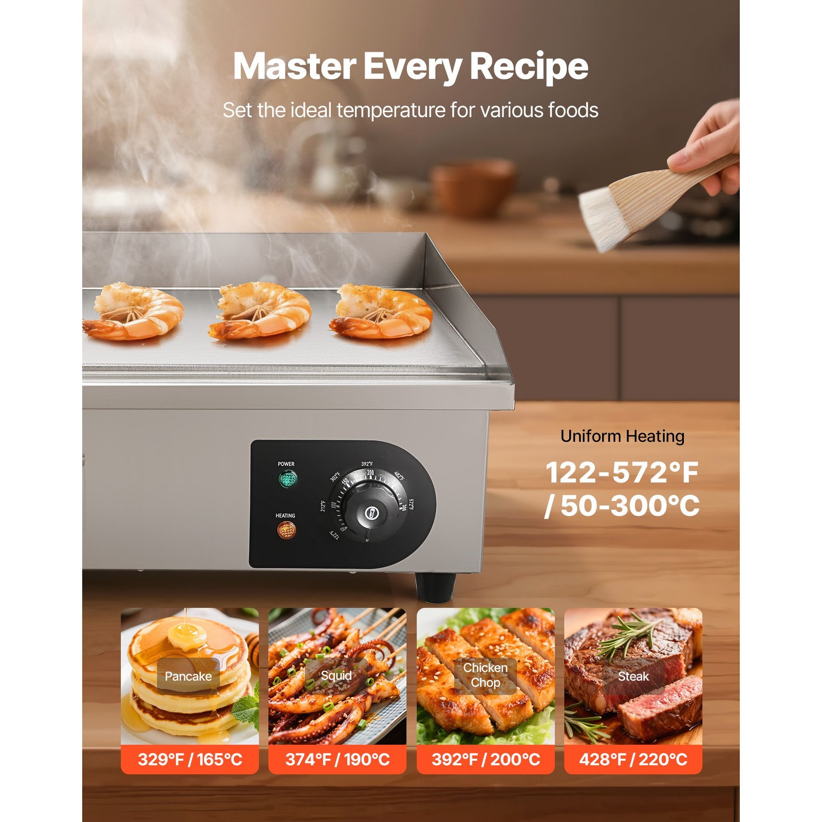 Large Electric Griddle 21×11.8 inch with Adjustable Temperature Control