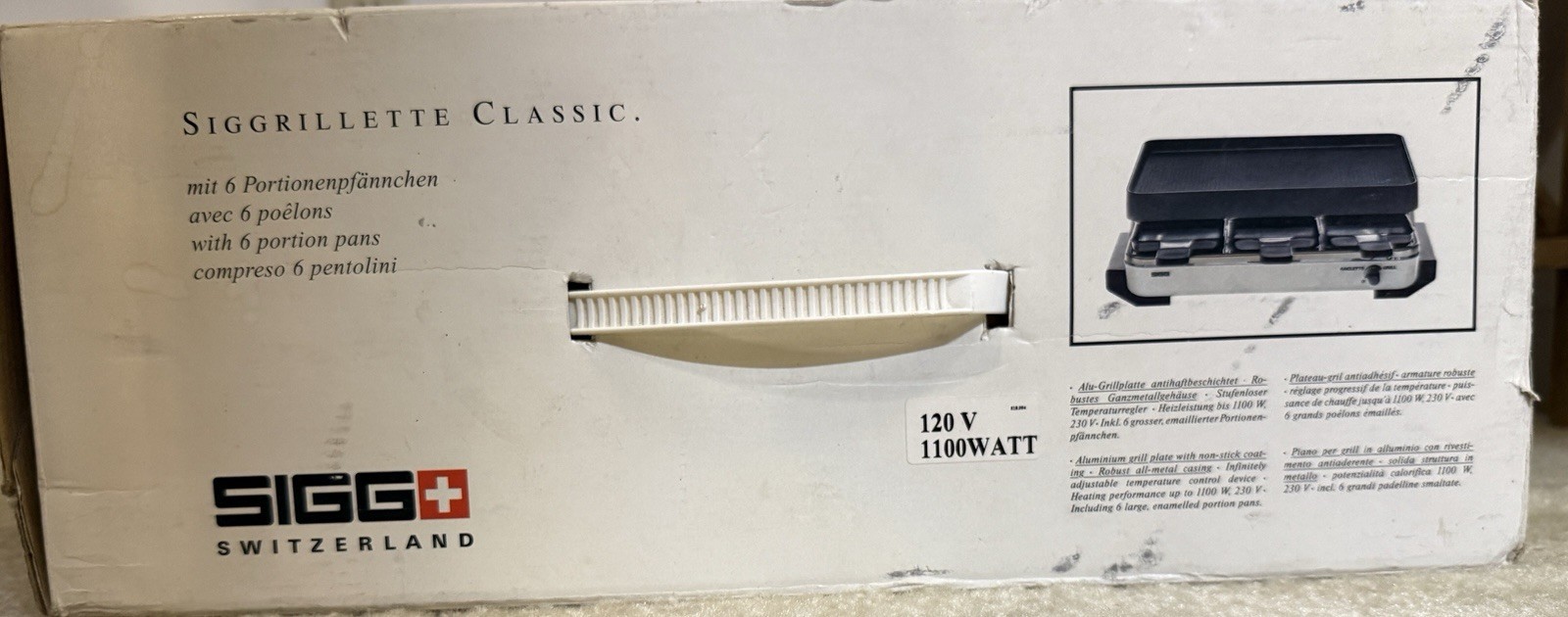 SIGG Siggrillette Classic Raclette Grill 1100W 120V – vintage.