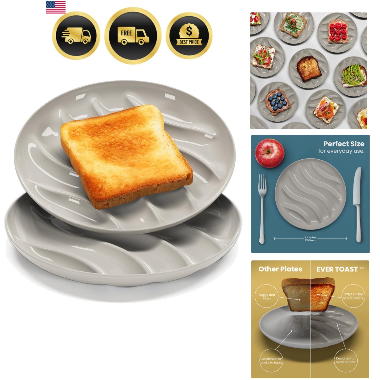 PLATES. Prevents Soggy bread, sandwich, grilled cheese. 2 Pack