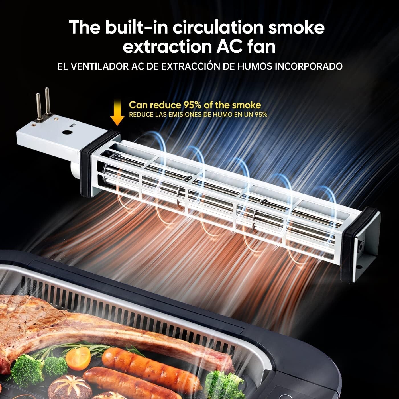 X&E Smokeless Indoor Grill Enough for five people， 1500 Watt Non-Stick Remova…