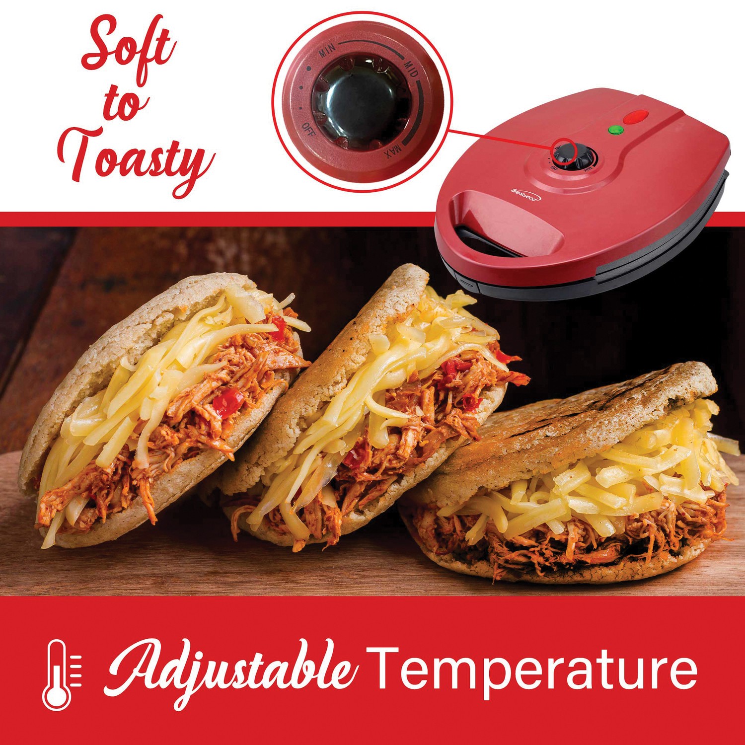 Brentwood AR-137R 1,200-Watt 5-Piece Nonstick Arepa Maker