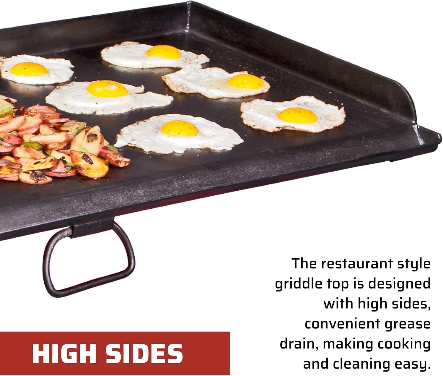 Professional Fry Griddle 3 Burner Griddle Cooking Dimensions 16 in. x 38 in
