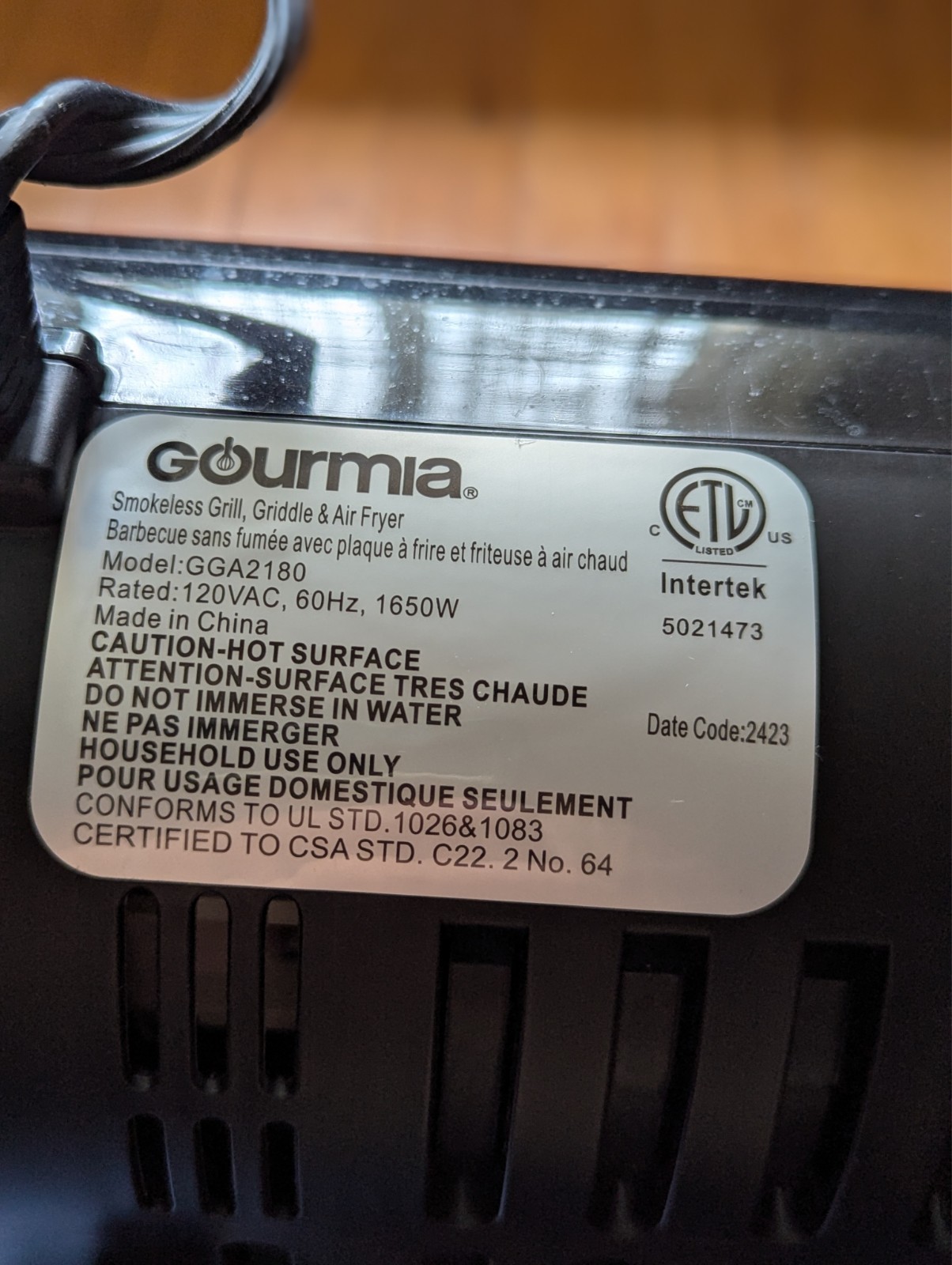 Gourmia FoodStation Smokeless Grill/Griddle/Air Fryer