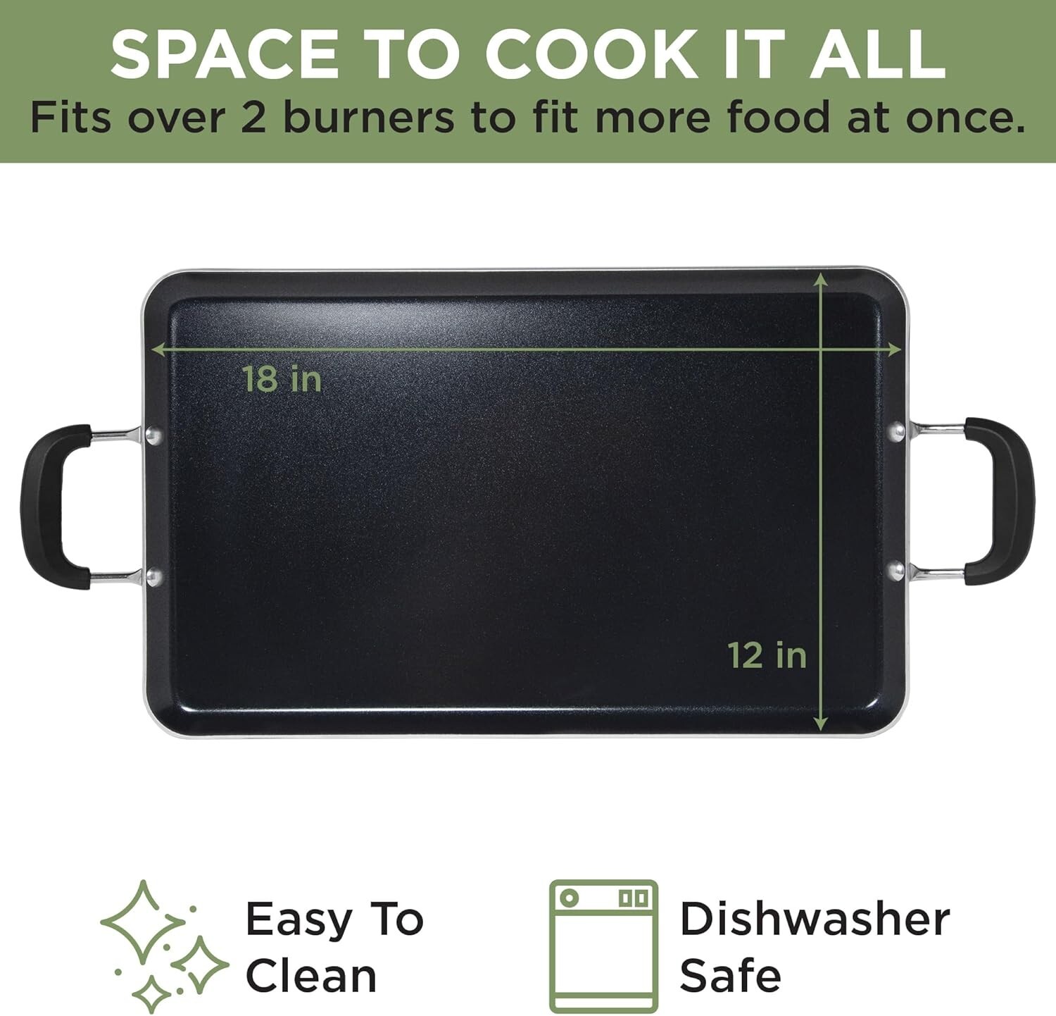 Expansive Double Burner Griddle with Dual Silicone Handles – 24 Inches Long