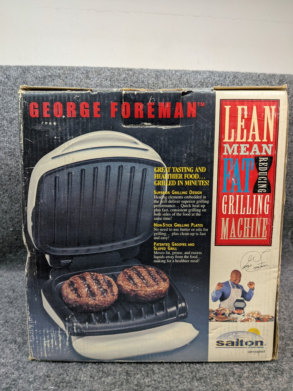 Vintage George Foreman Lean Mean Fat Reducing Grill GR10A White NEW Open Box…