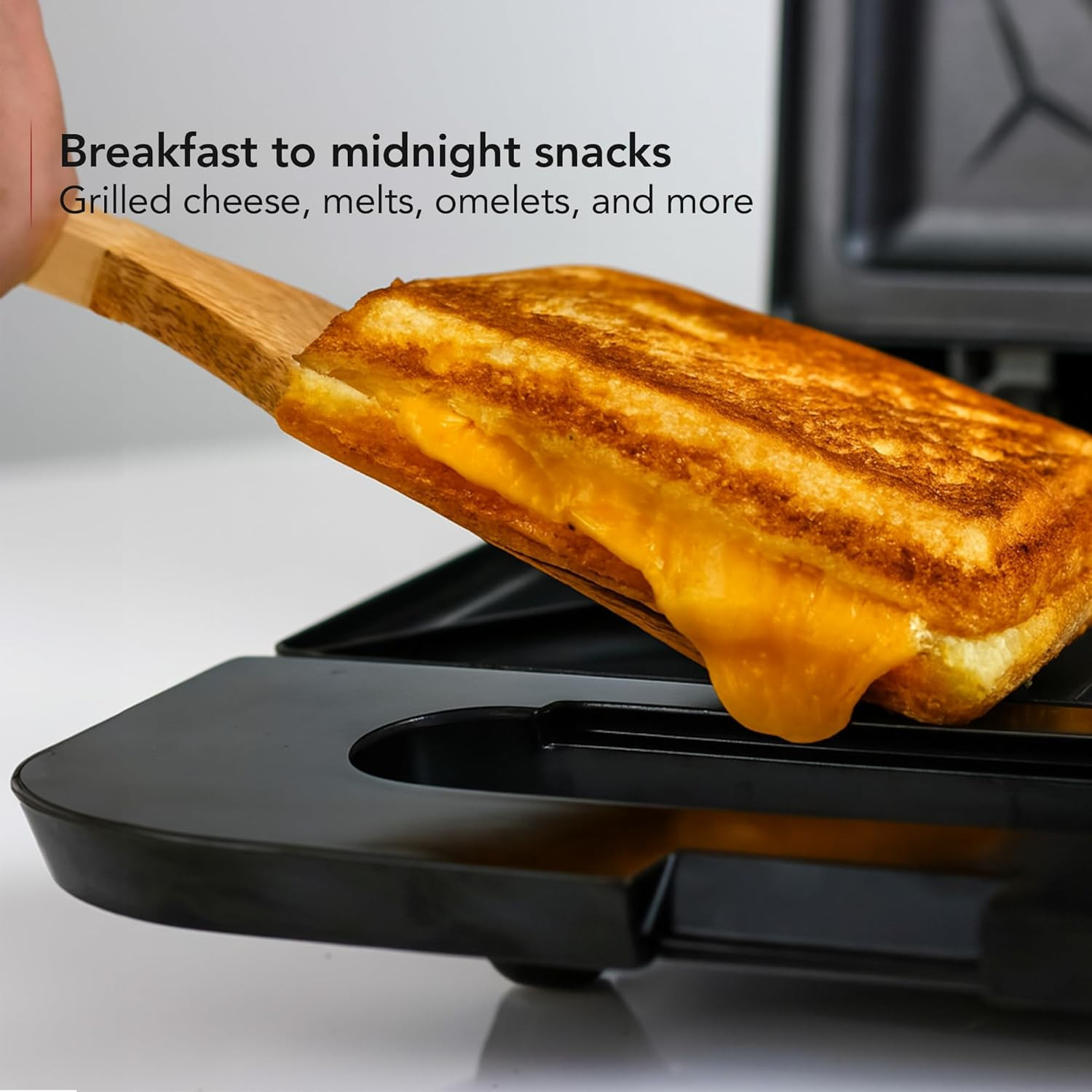 Electric Sandwich Maker with Non-Stick Plates, Indicator Lights, Cool Touch Hand