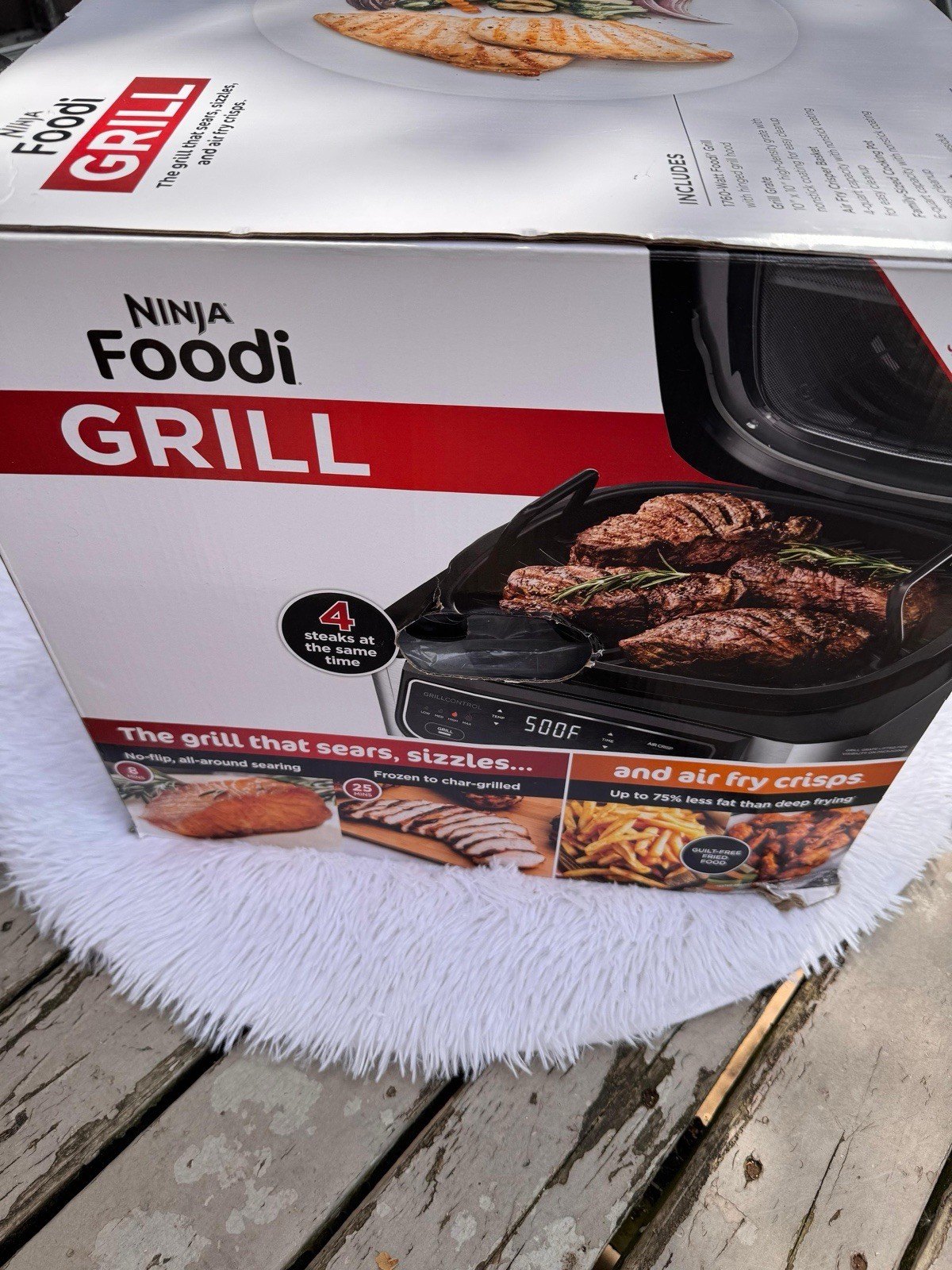 Ninja Foodi Grill Indoor Electric Grill & Air Fryer, Temp Control, 500°F, Black