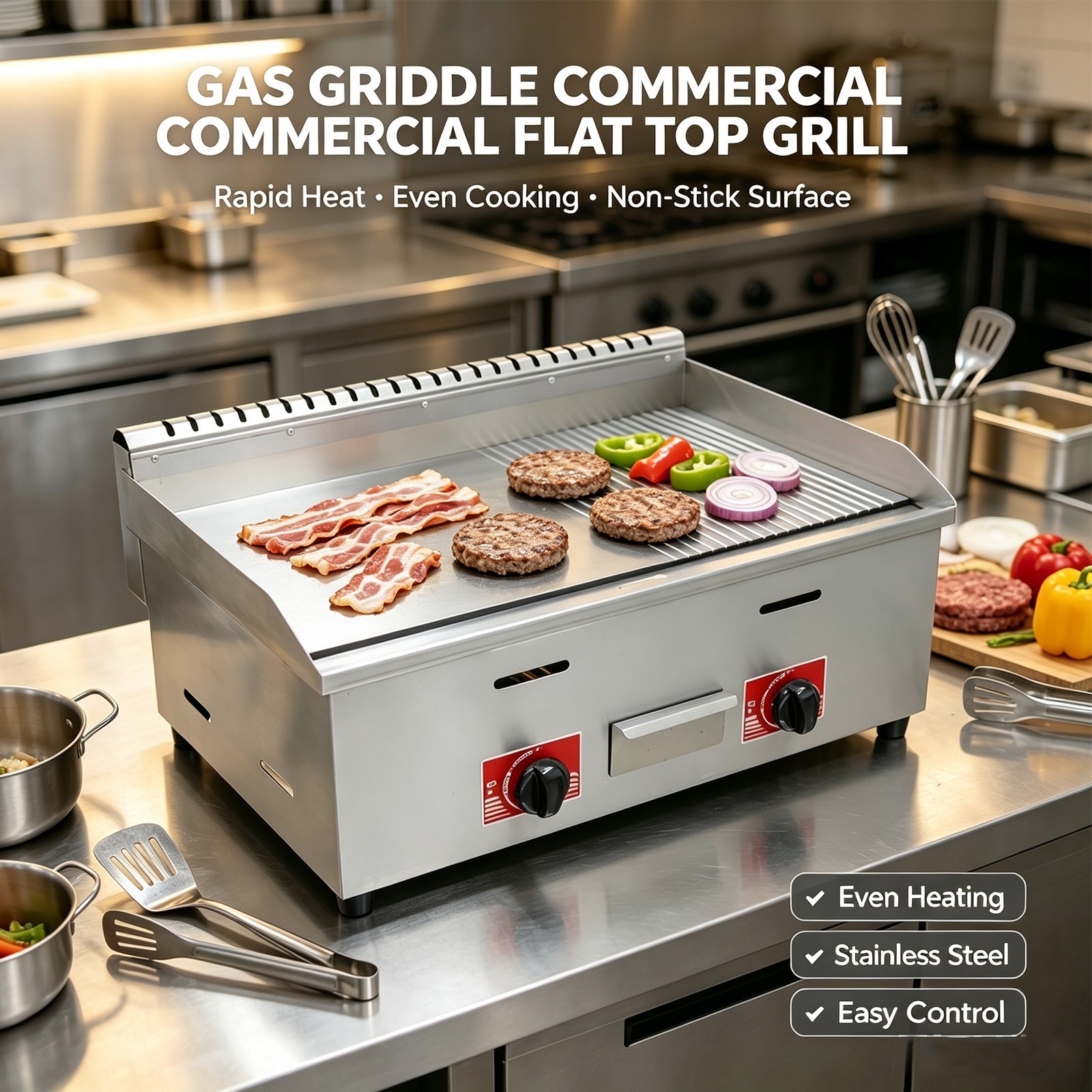 Gas Griddle Flat Top Grill 29*16in Table Bbq Grill Griddle Commercial Home Use