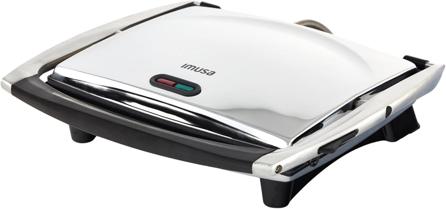 IMUSA PANINI PRESS SANDWICH MAKER Ceramic Nonstick Plates Stainless Steel 12×10″