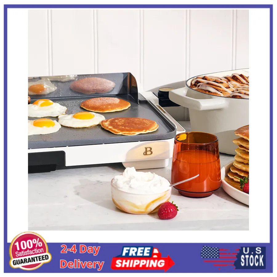 Beautiful Drew Barrymore XL Electric Griddle 12 x 22 Nonstick White Icing