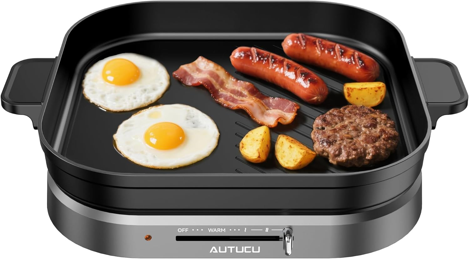 T2NA 2-In-1 Electric Griddle Nonstick Flat Grill, Pfoa-Free Ceramic-Coated Surfa