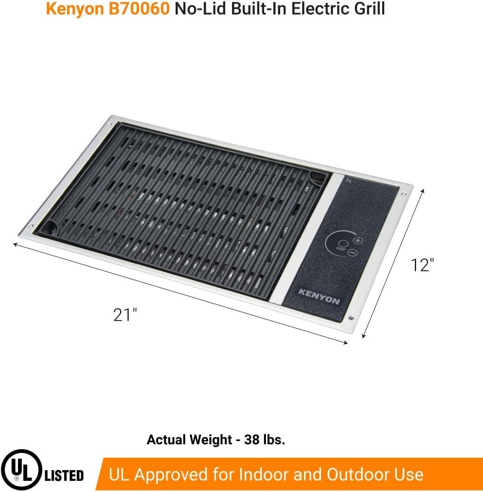 Kenyon No-Lid Built-In Electric Grill, Stainless Steel Grill With Single Burn…