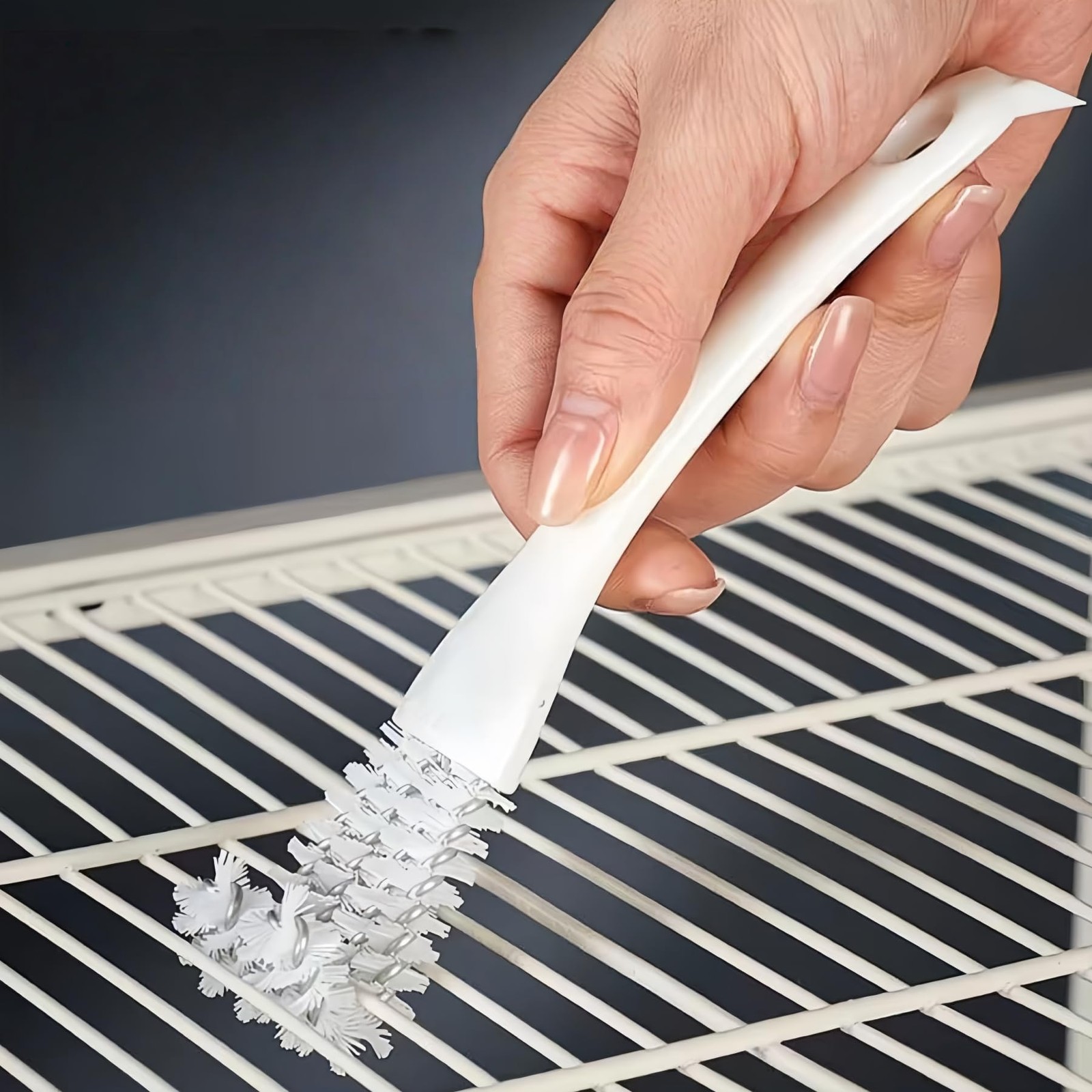 2 Pack Oven, Stove & BBQ Cleaning Brush Set with Scraper White and Grey