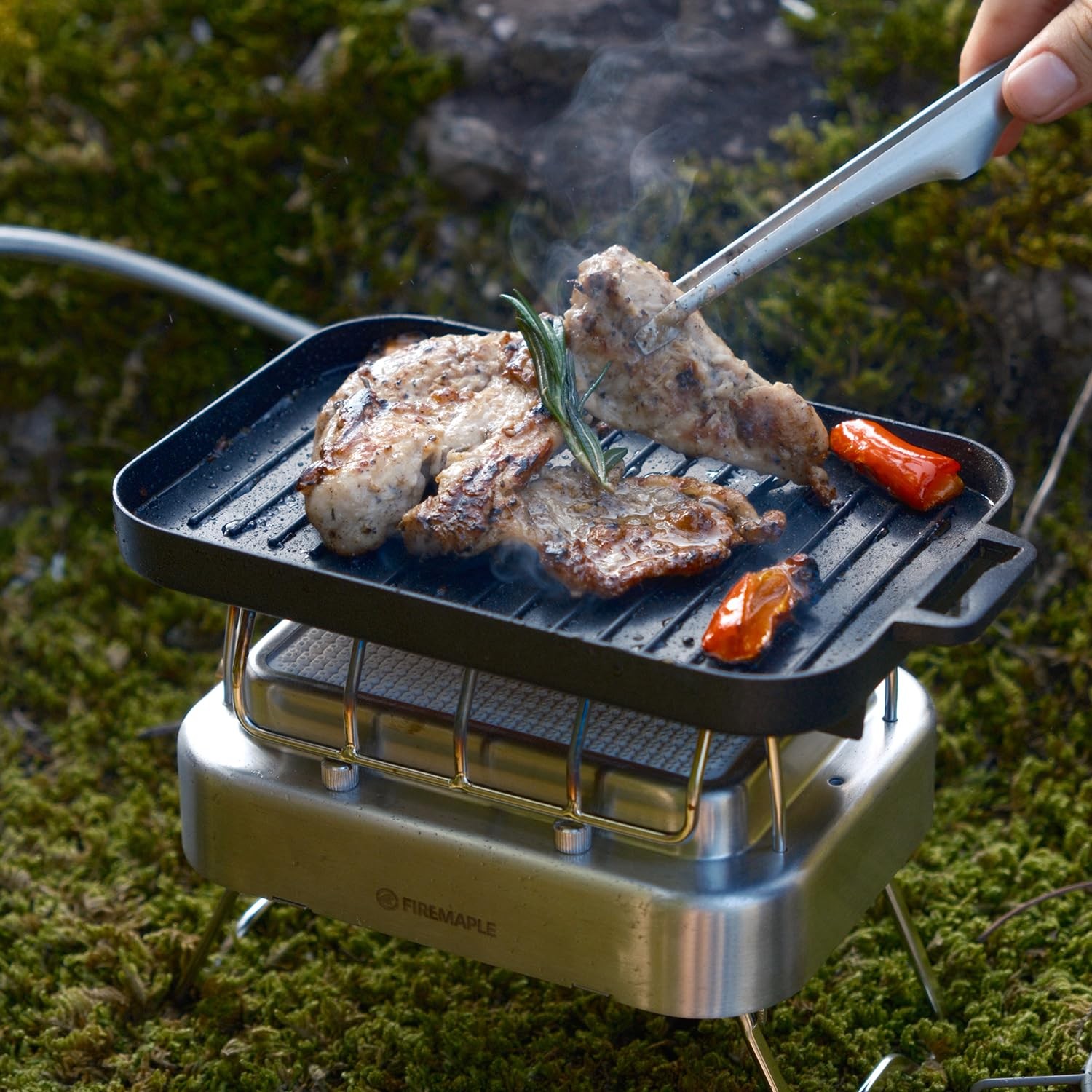 Compact Aluminium Alloy Mini Griddle Set with Stainless Steel Tongs – Portabl…