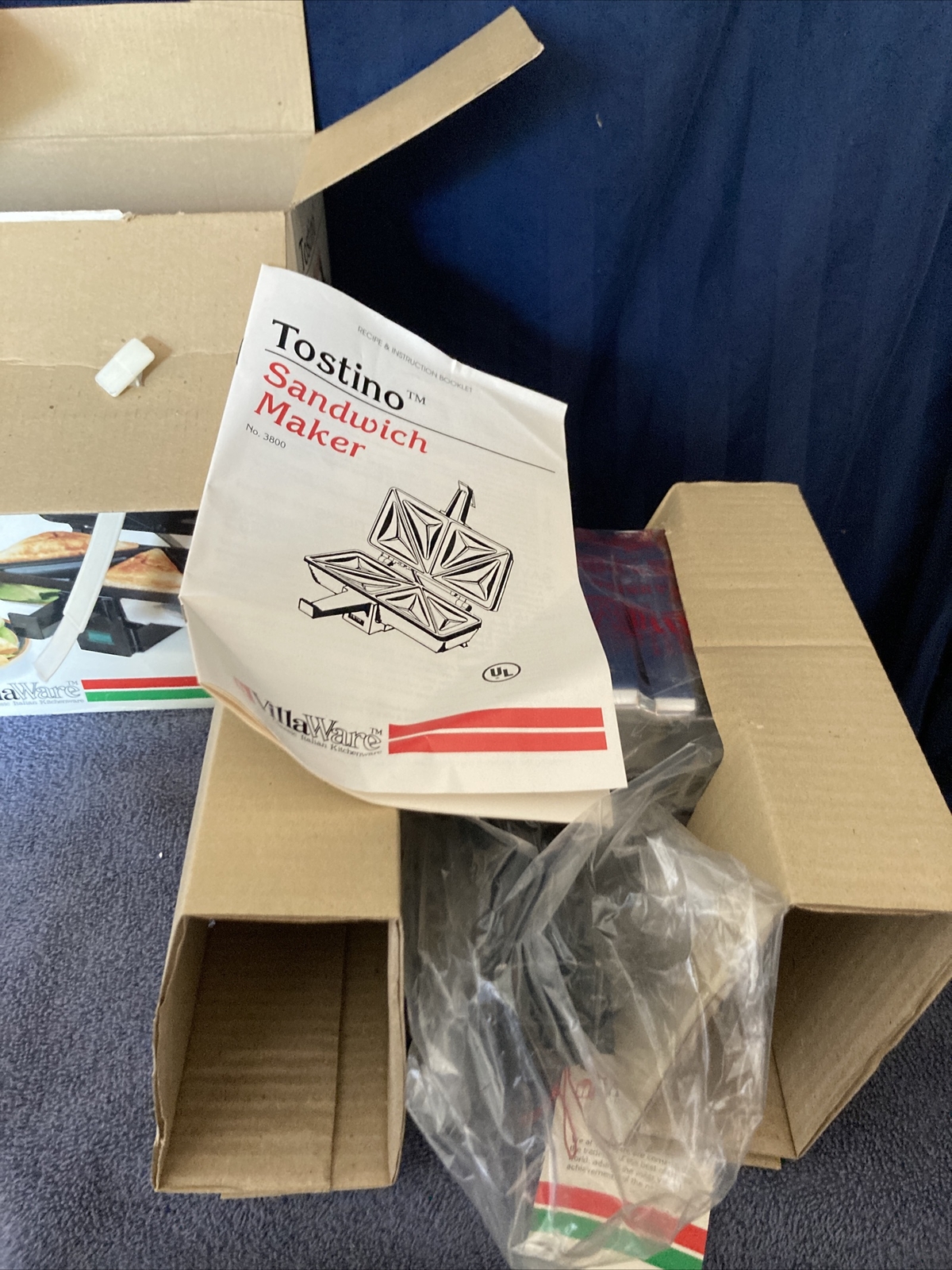 Tostito VillaWare Panini Sandwich Maker Model # 3800 NIB W1