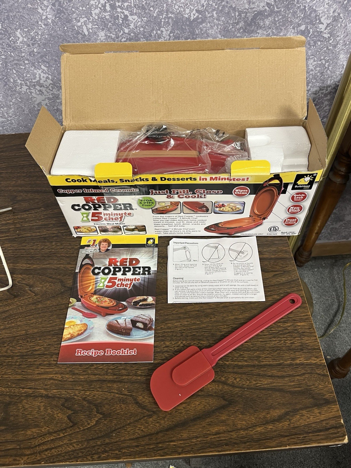 Copper Red 5 Minute Chef Electric Meal Omelet Maker Infused Ceramic Cooker, New