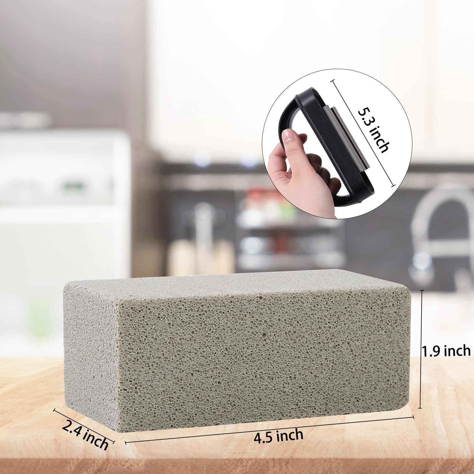 MOWOT Blackstone Griddle Cleaning Brick Block Heavy 3 Pack with handle, Gray