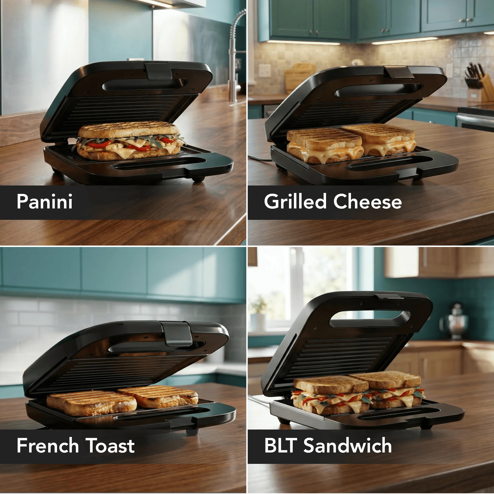 Electric Sandwich Maker with Non-Stick Plates, Indicator Lights, Cool To