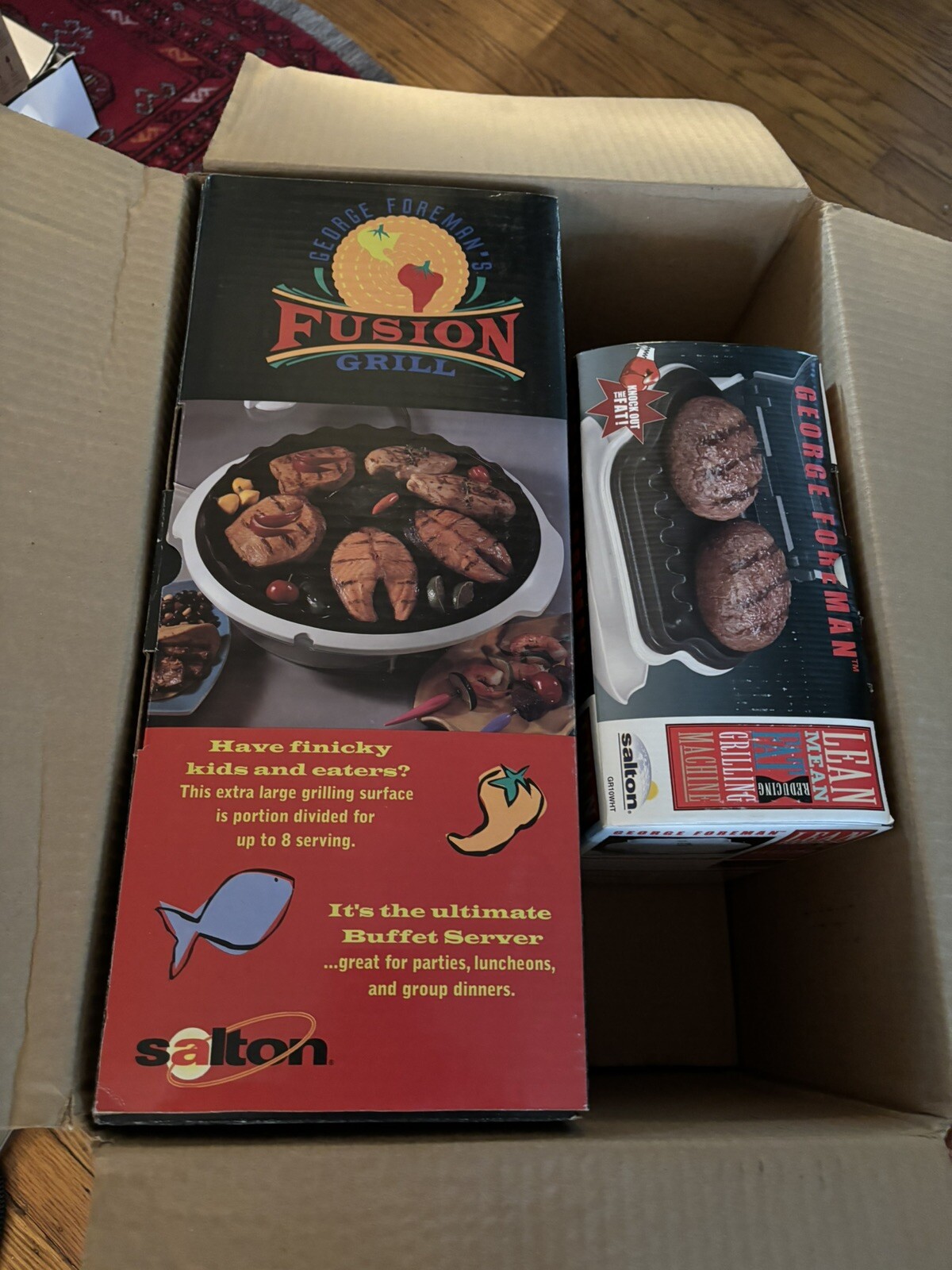 George Foreman Party Time Grill Fusion W/bonus Grill Combo NIB