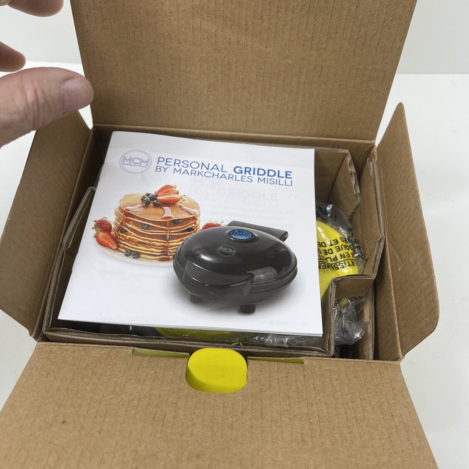 MCM Personal Non Stick Griddle Yellow with Recipe Guide NIB