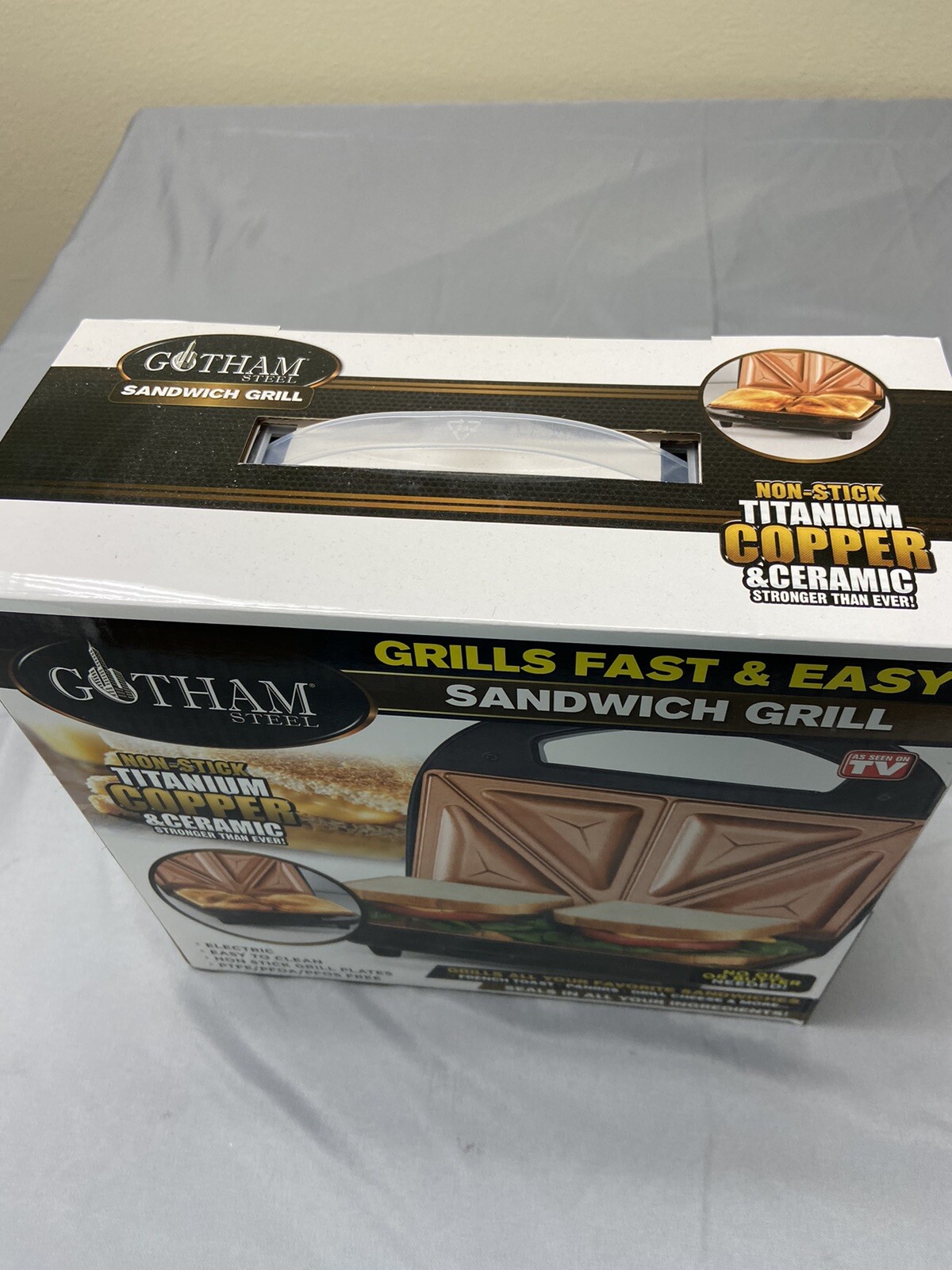 GOTHAM STEEL NON-STICK TITANIUM COPPER CERAMIC SANDWICH GRILL – NEW IN BOX