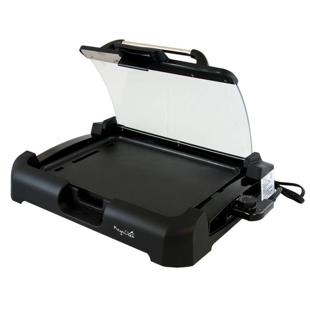 165 Sq. In. Black Reversible Indoor Grill and Griddle with Removable Lid