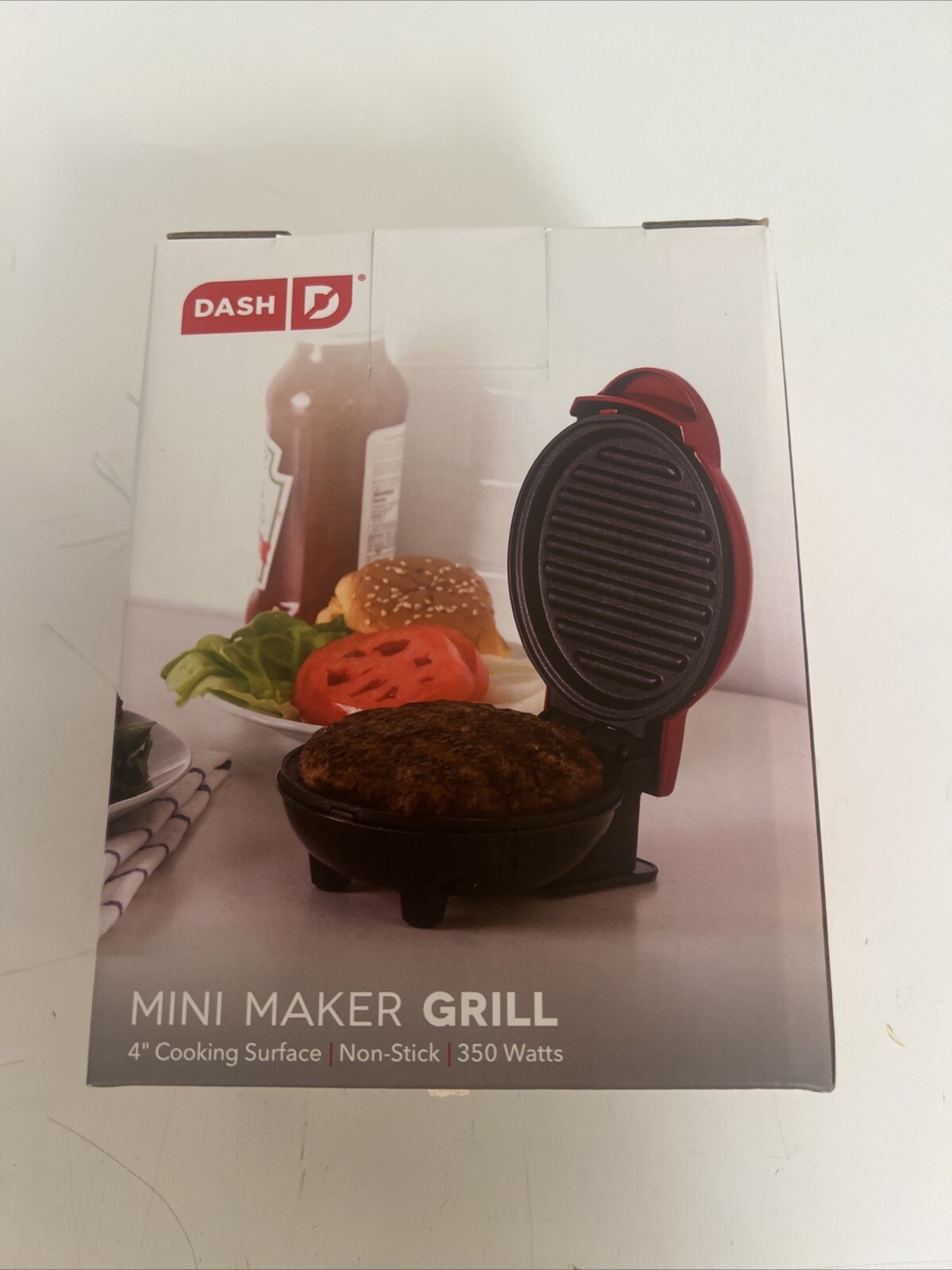 DASH Mini Maker Hamburger Grill with 4″ Cooking Surface 350 Watts New Red