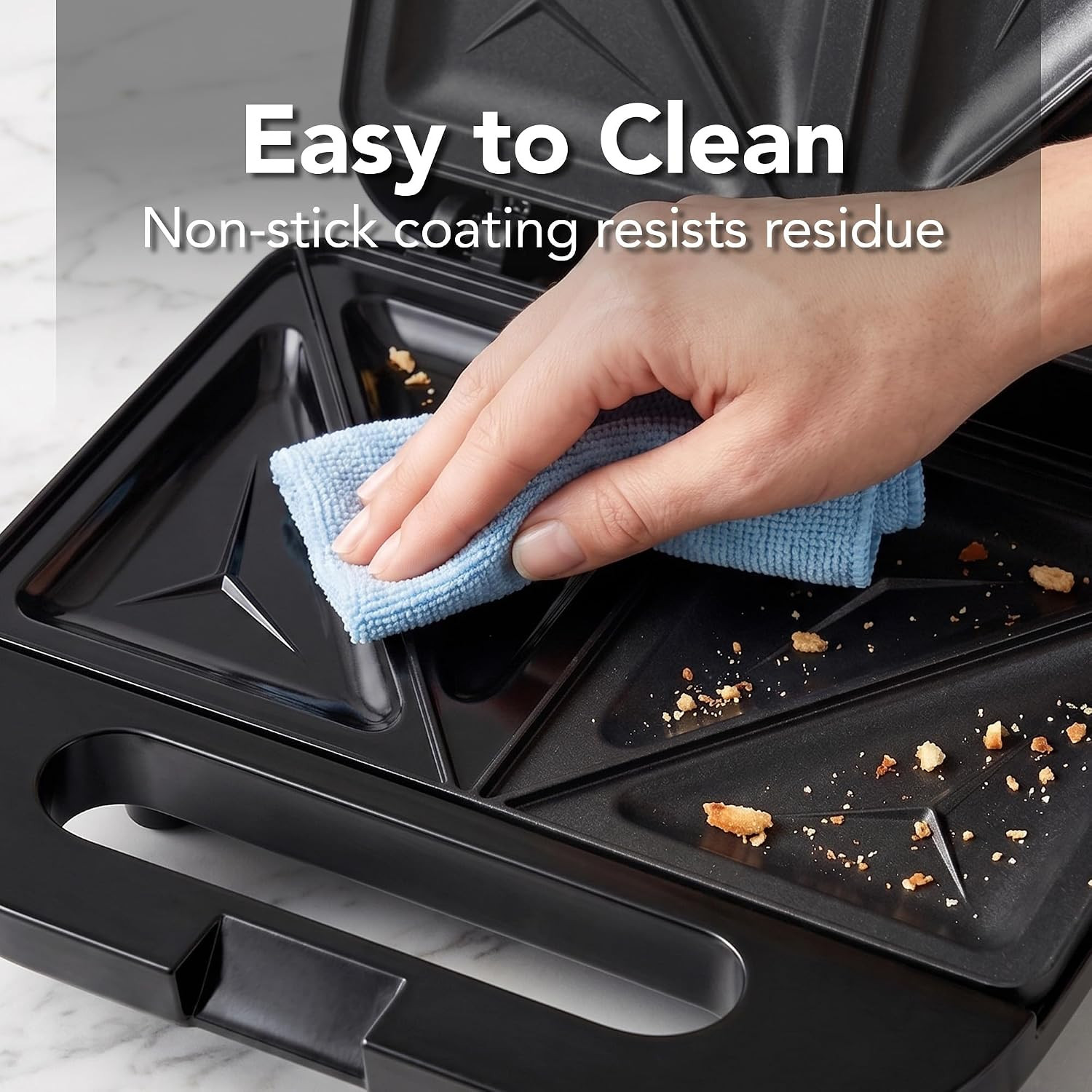 750W Electric Sandwich Maker with Non-Stick Plates for Quick Meals & Snacks