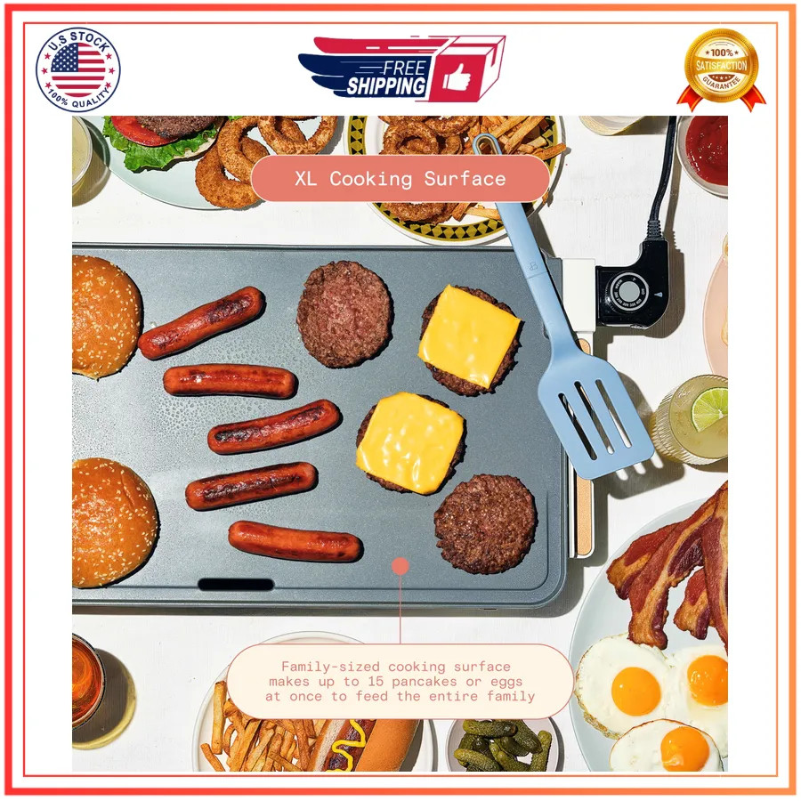 Drew Barrymore Beautiful XL Electric Griddle 12 x 22 Nonstick White Icing