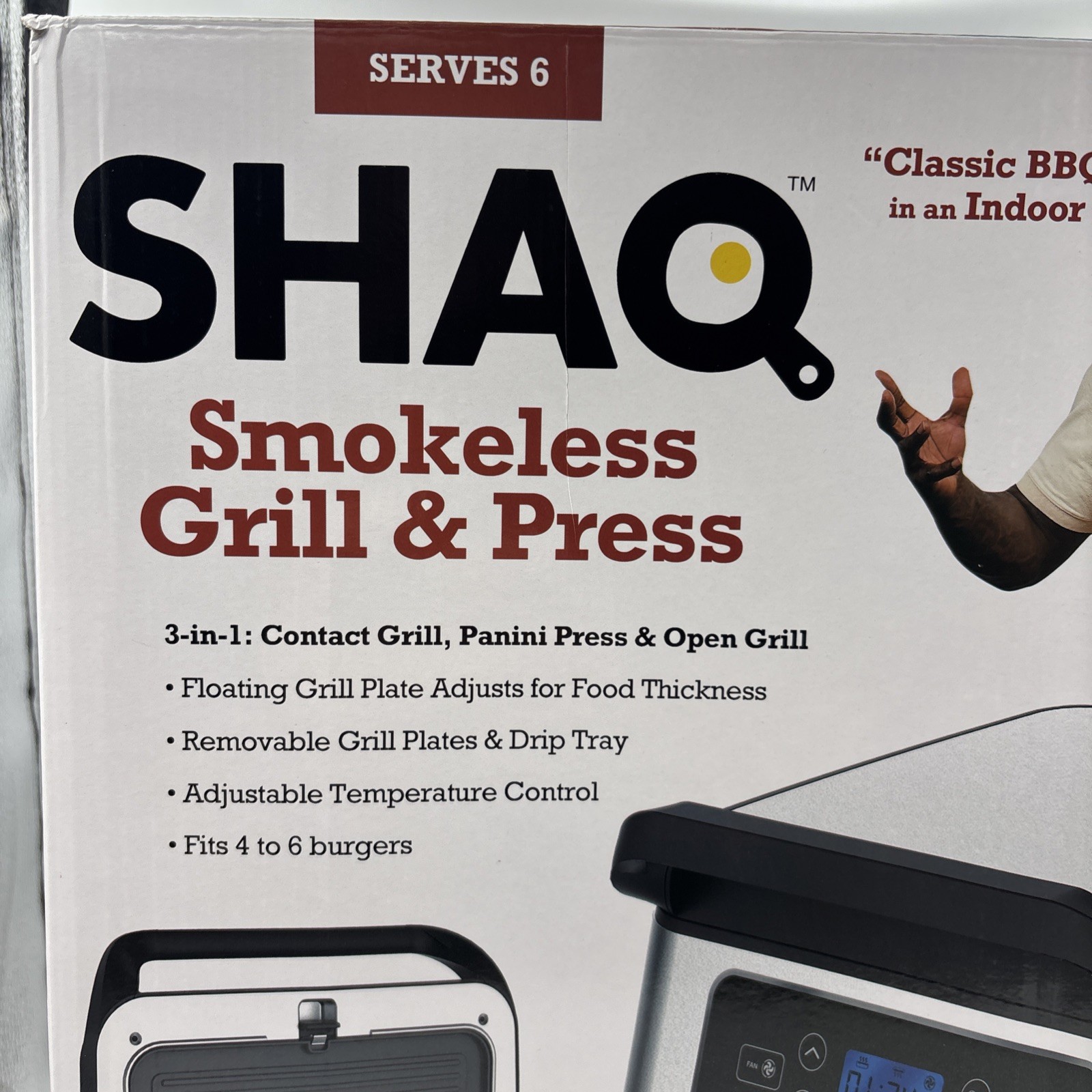 SHAQ 3-in-1 Smokeless Grill And Press Indoor Grill Brand New
