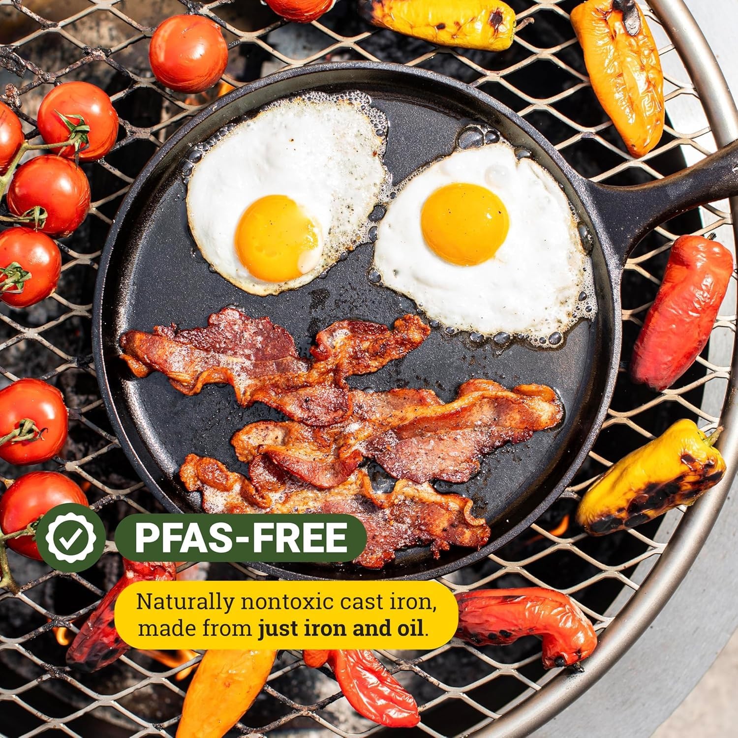 Cast Iron Griddle 10.5 Inch Round PreSeasoned Stovetop Oven Grill Campfire