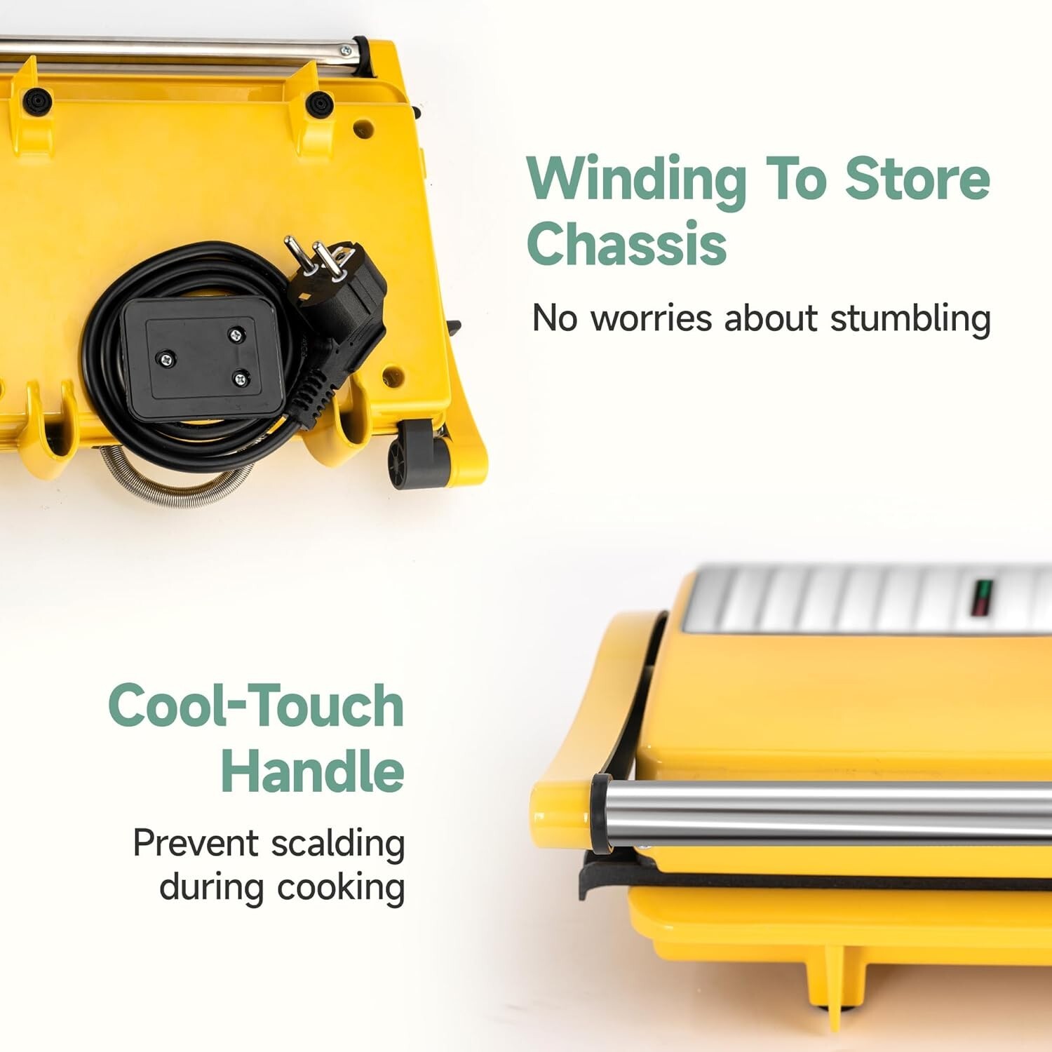 Panini Press Grill – Sandwich Maker with Non-Stick Cooking Plate Yellow