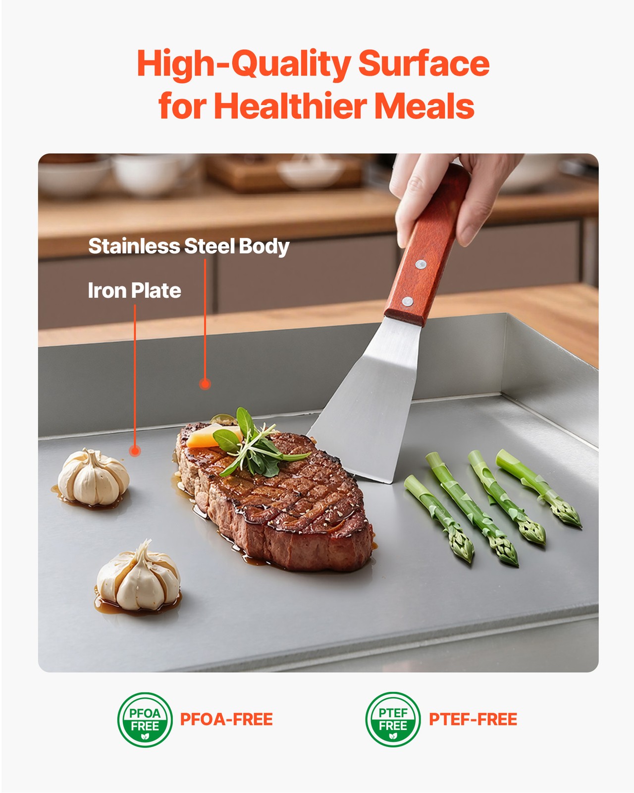 VEVOR 18″ Commercial Electric Griddle Countertop Flat Top Grill 1750W 122-570°F