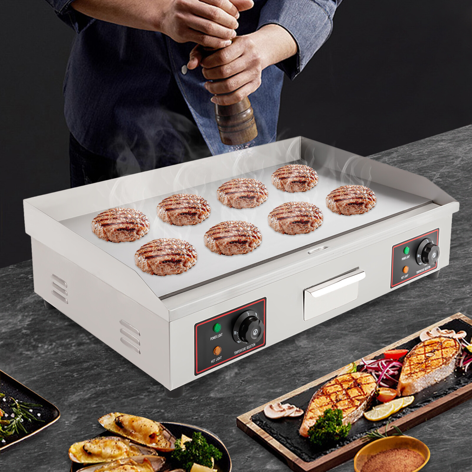 3KW 30″ Commercial Electric Countertop Griddle Grill BBQ Flat Top Heating Plate