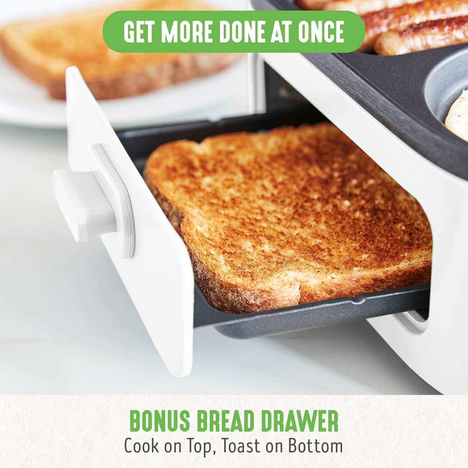 Breakfast Station with Dual Griddles & Toast Drawer, White