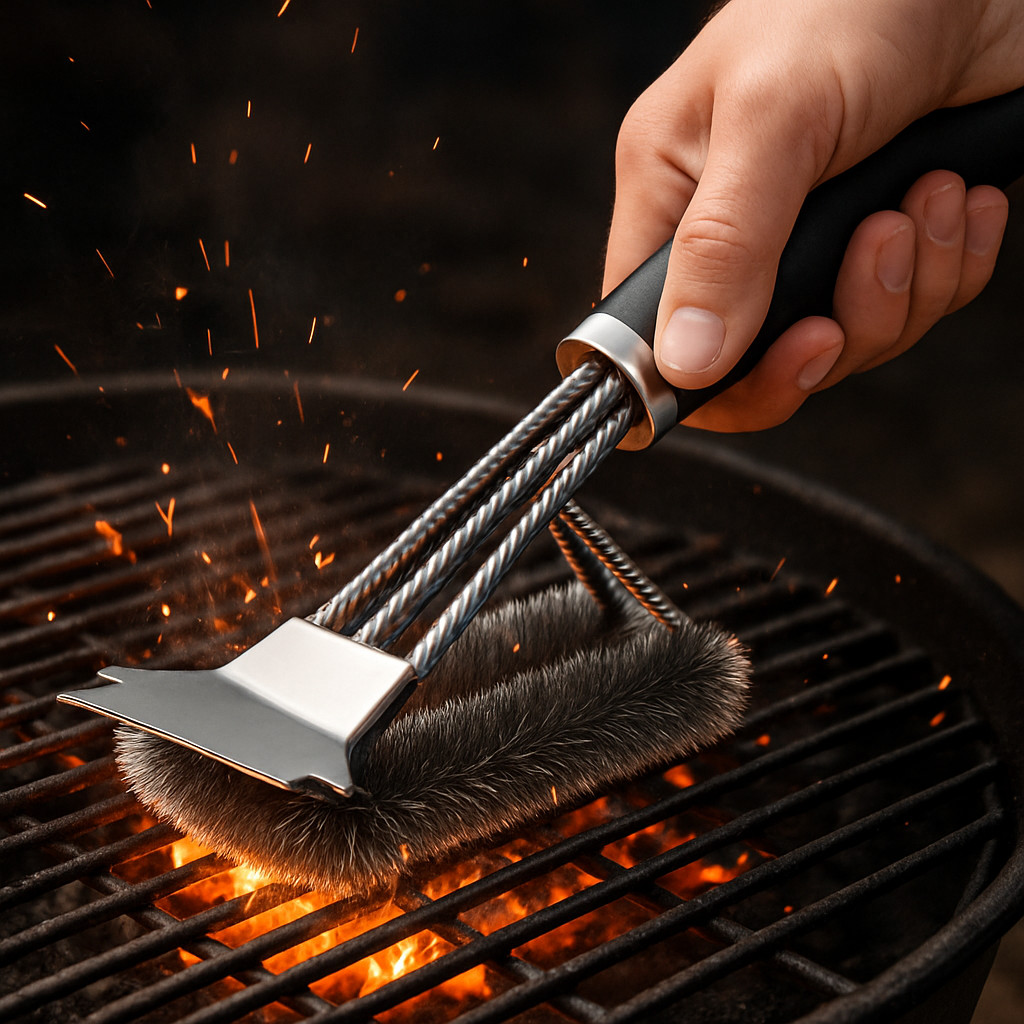 TEMMIO Combined BBQ Grill Brush Stainless Steel Wire Bristle