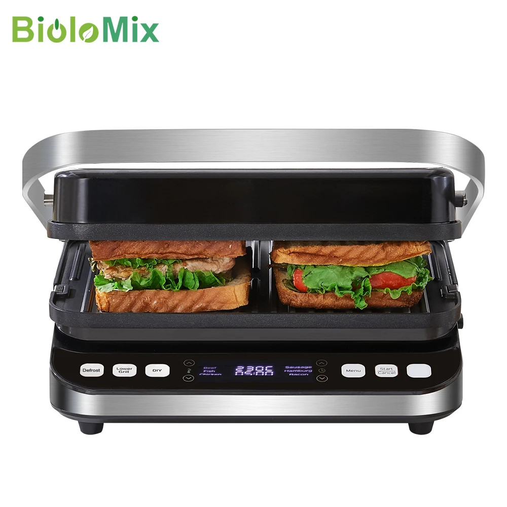 2000W Electric Contact Grill Digital Griddle and Panini Press, Optional Waffle M