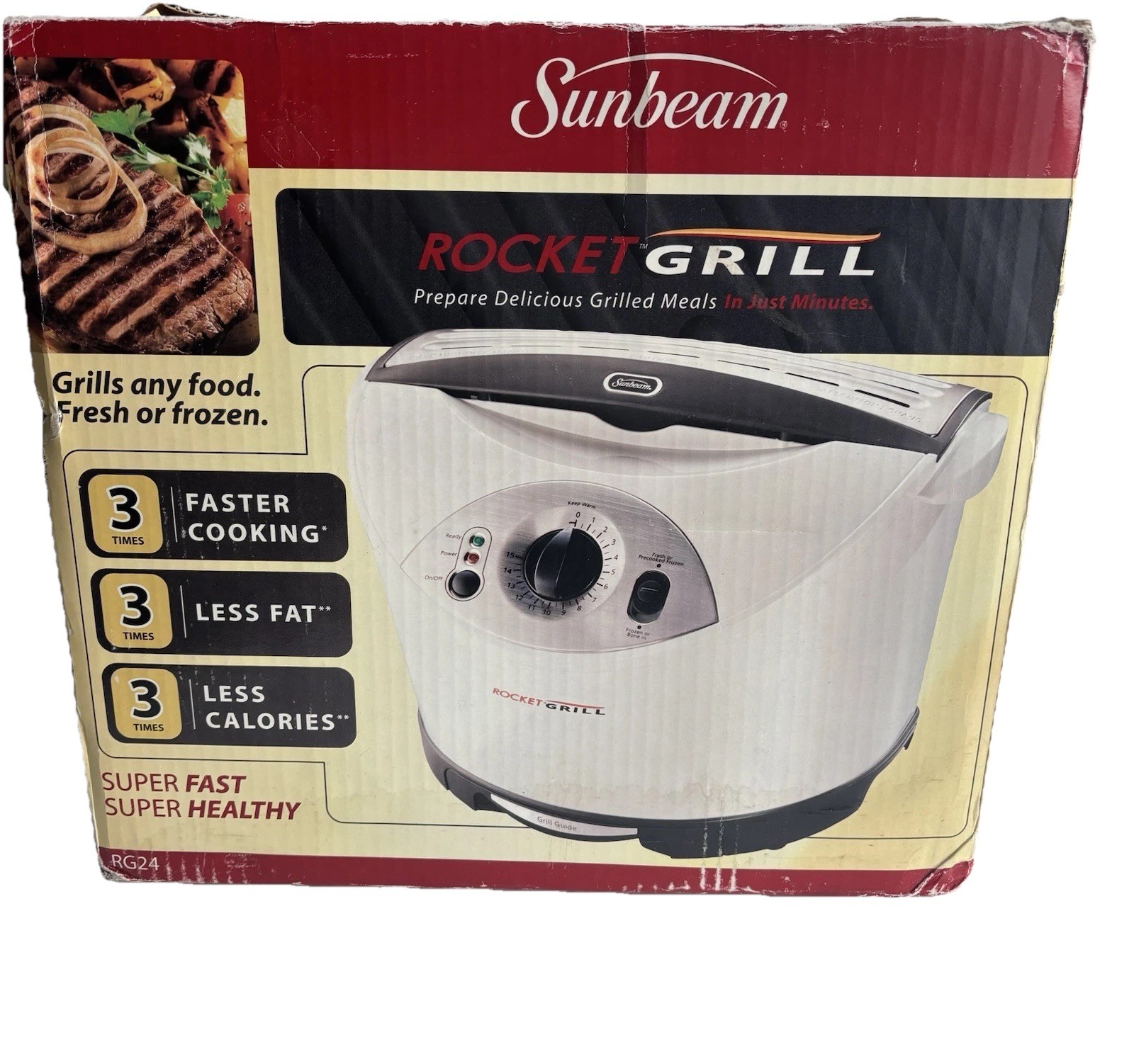 New Sunbeam Rocket Grill Home Indoor Grill Plug in Quick Easy Compact Cooker