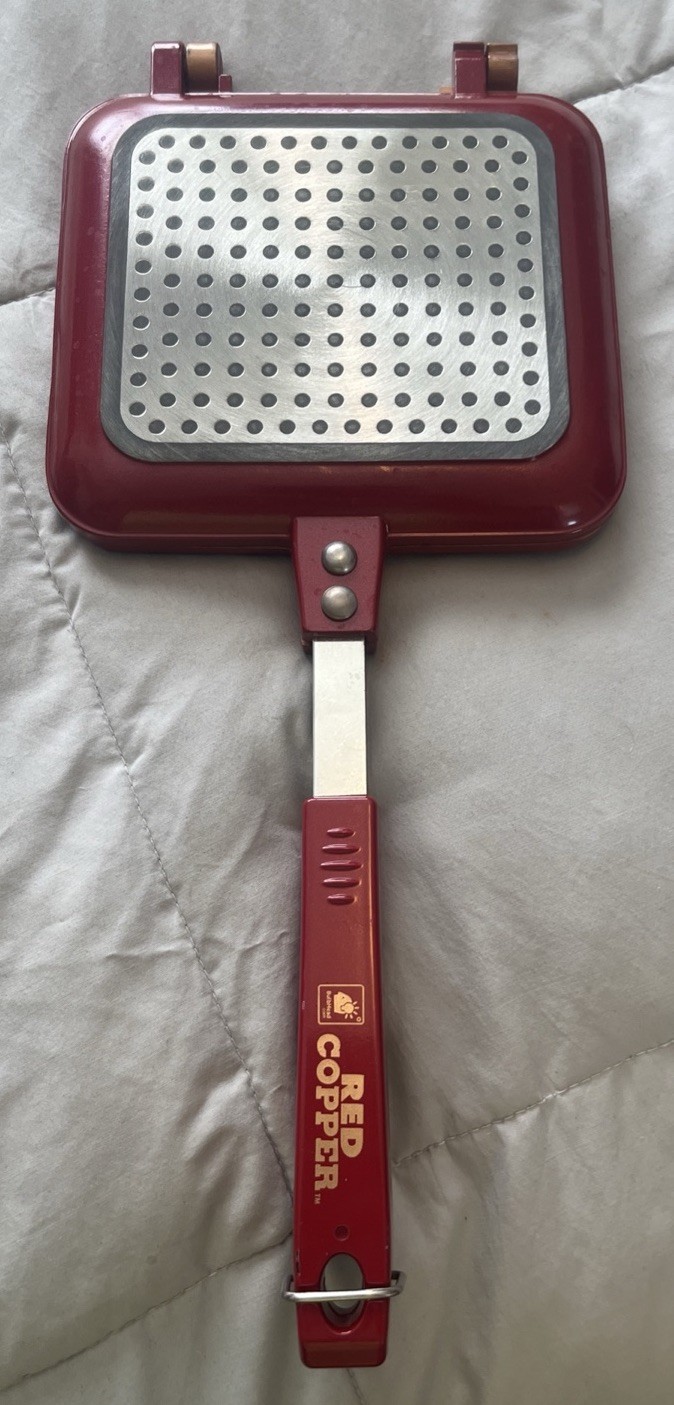 Red Copper Flipwich StoveTop Panini Sandwich Maker. Open Box A1