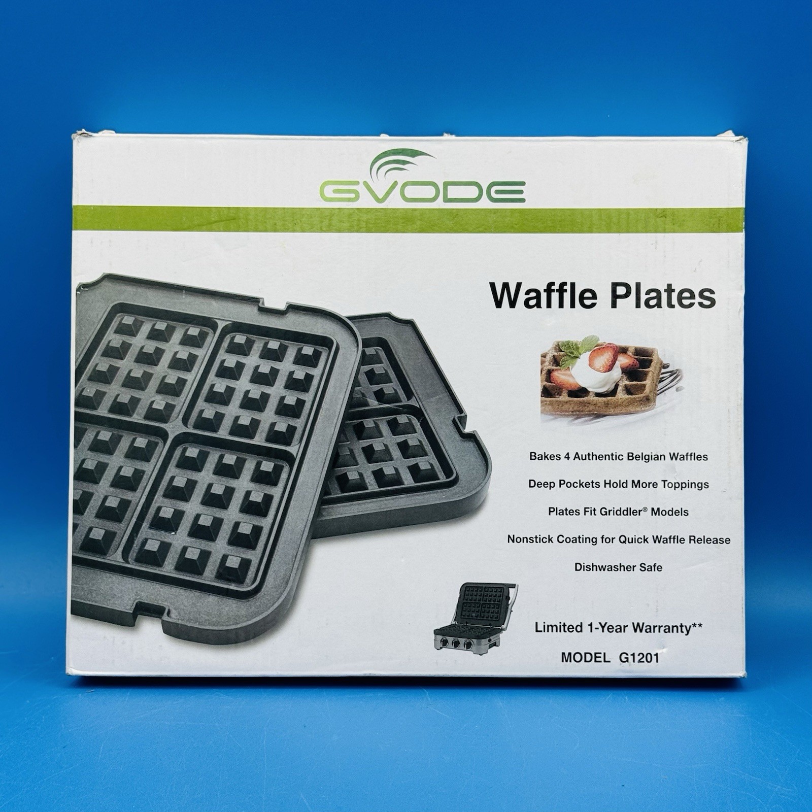 GVODE Waffle Plates Fits Cuisinart Griddler – Belgian 4-Waffle Plates G1201