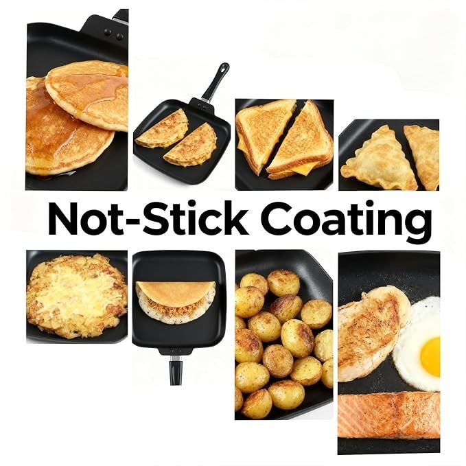 Nonstick Square Aluminum Griddle Pan Flat Top Gas Electric Stove 11 Inch