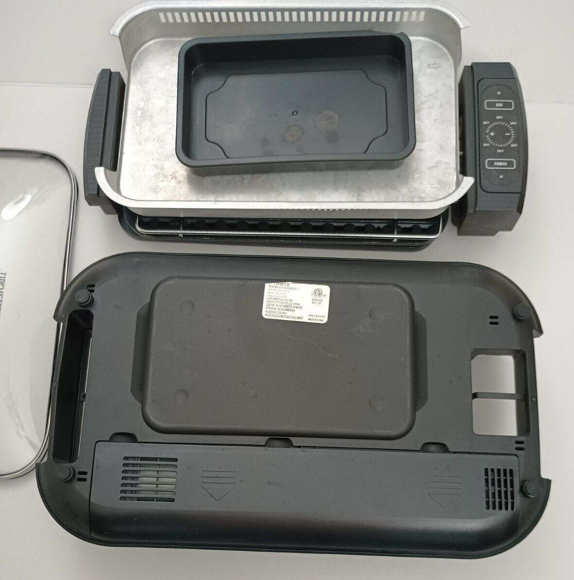 Power Smokeless Grill Pro with Griddle Pans -Black 1500 Watts Stainless – Used