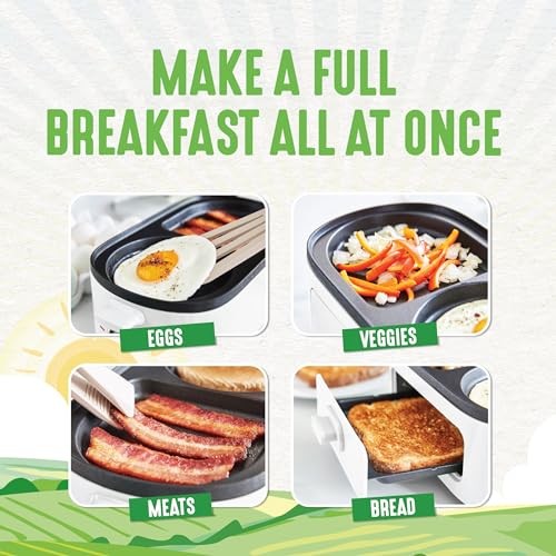 GreenLife 3-in-1 Breakfast Maker Station, Healthy Ceramic Nonstick Dual Gridd…