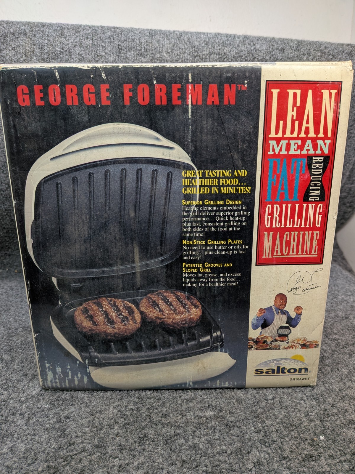 Vintage George Foreman Lean Mean Fat Reducing Grill GR10A White NEW Open Box…