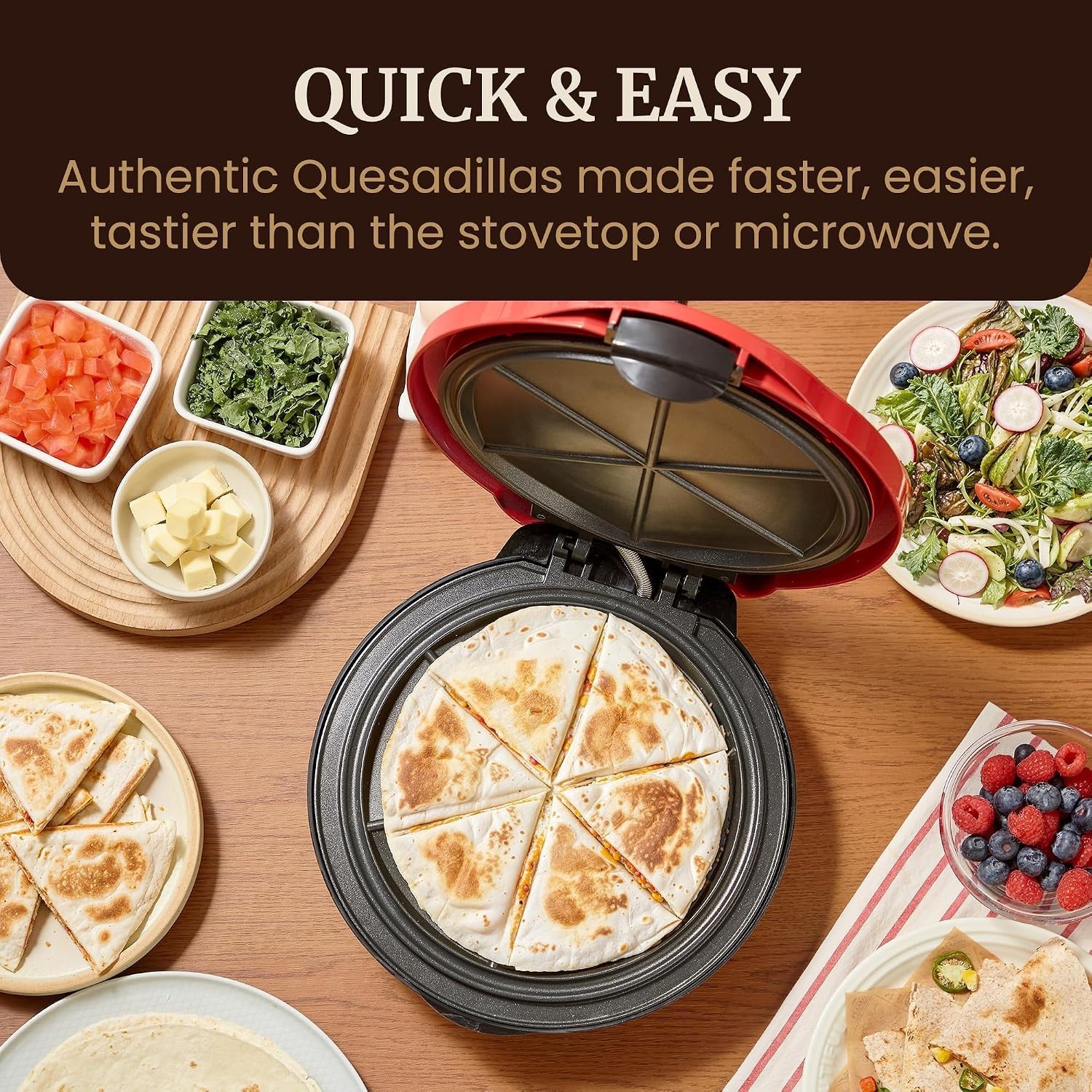 Easy-Clean 10.65″ Quesadilla Maker with Adjustable Lid